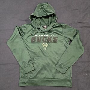 Milwaukee Bucks NBA Performance Hoodie Hooded Sweatshirt Youth Size 10-12 EUC